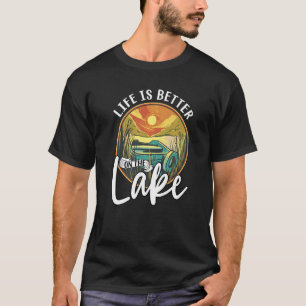 Camiseta Sobre O Lago De Verão, Pesca De Retro-Barco 2