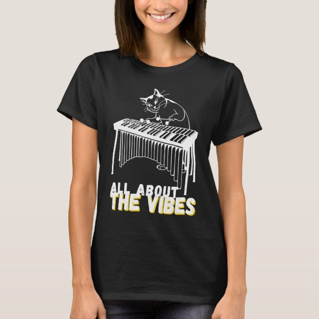 Camiseta Sobre Vibes Vibraphone Jazz Cat Musico (Frente)