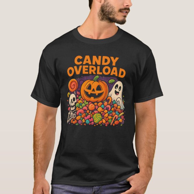 Camiseta Sobrecarga de Doces do Halloween Cute Spooky Unise (Frente)