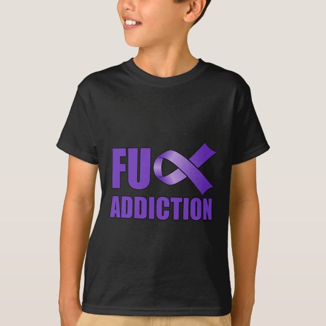 Camiseta Sobredosagem Dia de Consciência Roxo FU Vício (Frente)