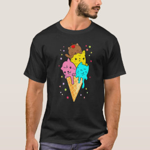 Camiseta Sobremesa de Cone de Sorvete de Pilha de Gatos Vib