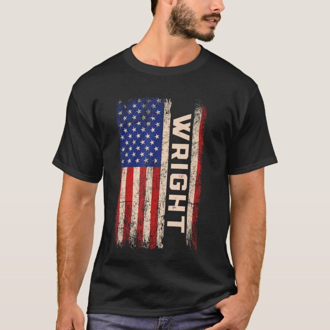 Camiseta Sobrenome Direito Nome Wright Nome americano Bande (Frente)
