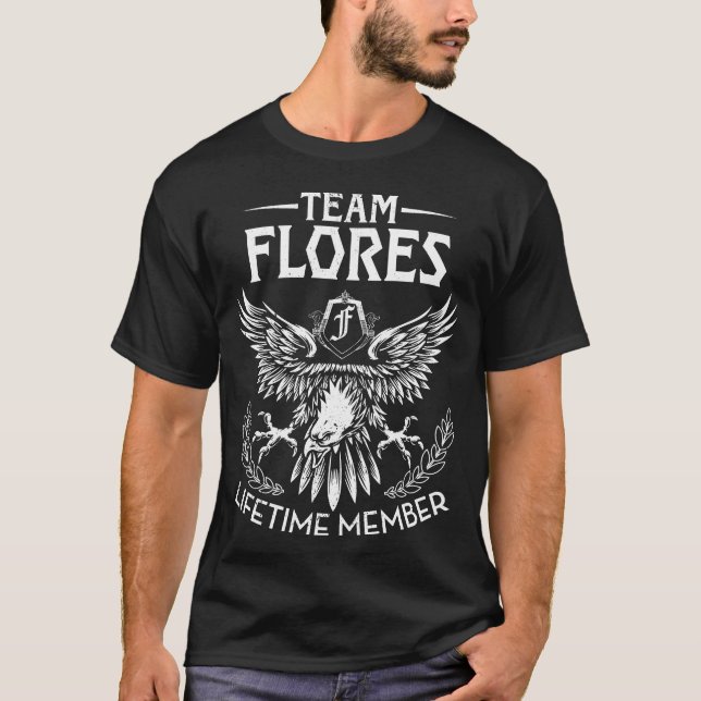 Camiseta Sobrenome do Membro de Tempo de Vida do Team FLORE (Frente)