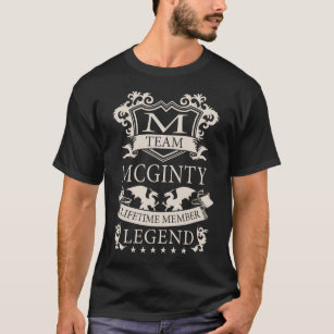 Camiseta Sobrenome MCGINTY, crista do nome da família MCGIN