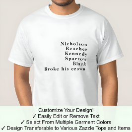 Camiseta Sobrenome Nome Famoso Tendência Jack Personalizado