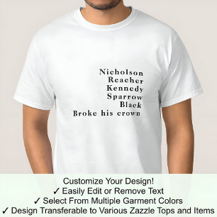 Camiseta Sobrenome Nome Famoso Tendência Jack Personalizado