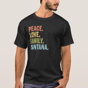 Camiseta Sobrenome Santana Peace Love Family Mating T Shi