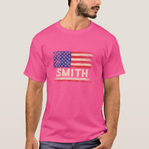 Camiseta Sobrenome Smith Nome Sinalizador Americano