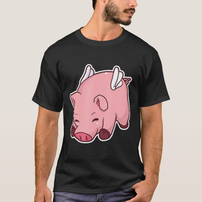 Camiseta Sobreporca Voadora Pork Swine Hog Wings Gift Idea (Frente)