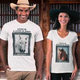 Camiseta Sobreposição de Cavalo Única Personalizada