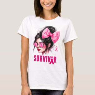 Camiseta Sobrevivência Cancer de mama Consciência rosa Mens