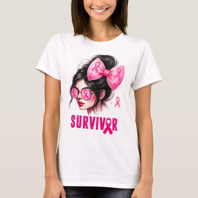 Camiseta Sobrevivência Cancer de mama Consciência rosa Mens (Frente)