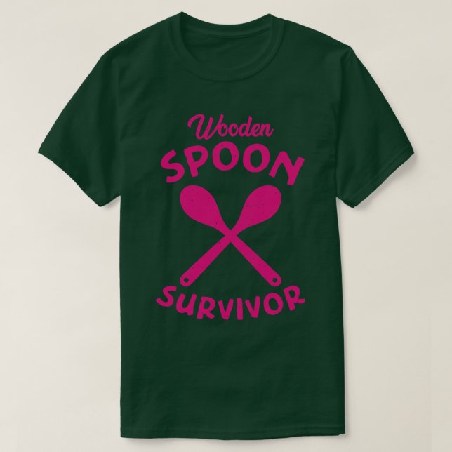 Camiseta Sobrevivência da Cola de Madeira Texto cor-de-rosa (Frente do Design)