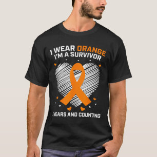 Camiseta Sobrevivência da Leucemia Laranja Presente 3 Anos 