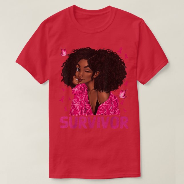 Camiseta Sobrevivência da Mulher Negra Sobrevivência do Cân (Frente do Design)