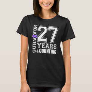 Camiseta Sobrevivência de 27 anos Eu Visto Lúpus de Fita Ro