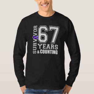 Camiseta Sobrevivência de 67 anos Eu Visto Lúpus de Fita Ro