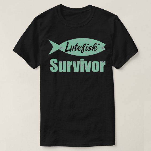 Camiseta Sobrevivência de Lutefisk, Pesca Escandinava Engra (Frente do Design)