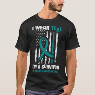 Camiseta Sobrevivência do Câncer de ovário Teal 11 Anos Ban