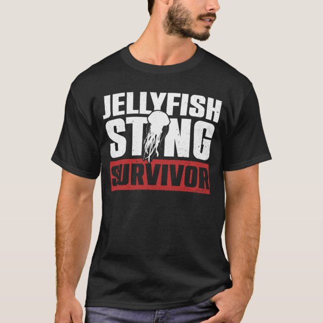 Camiseta Sobrevivência do Mar de Jellyfish Sting - Geleias  (Frente)