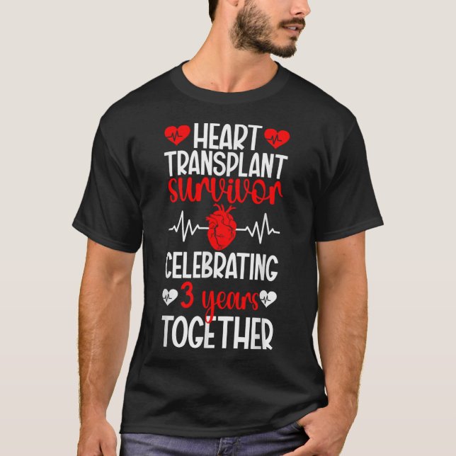 Camiseta Sobrevivência do Transplante Cardíaco 3º Aniversár (Frente)