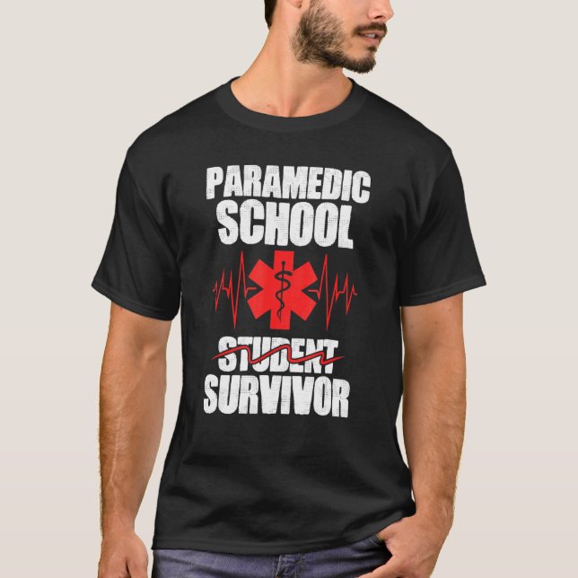 Camiseta Sobrevivência Escolar Paramédica para Estudantes d (Frente)