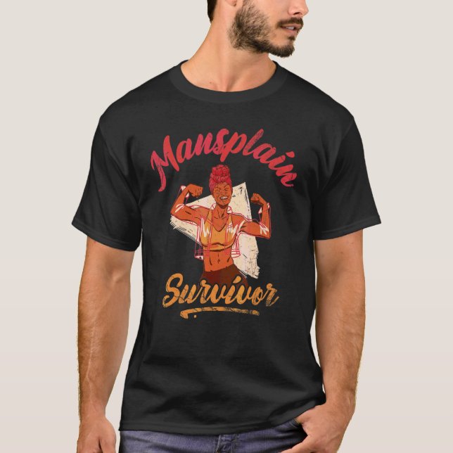Camiseta Sobrevivência Mansplanal Para Feministas (Frente)