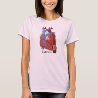 Camiseta Sobrevivente Algodão orgânico feminino Tee Heart A