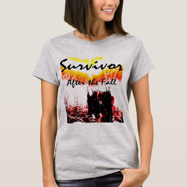 Camiseta "Sobrevivente, Após a Queda" Cena Amarela Vermelha (Frente)