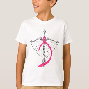 Camiseta Sobrevivente Arco Guerreiro Esperança Fita Rosa Fi