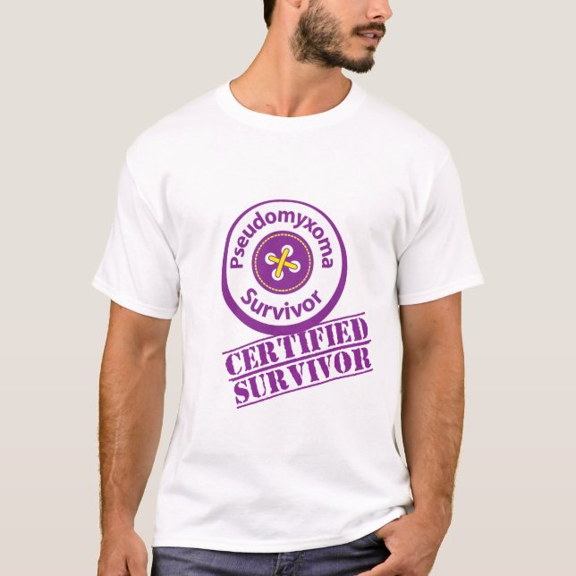 Camiseta Sobrevivente certificado de Pseudomyxoma (Frente)
