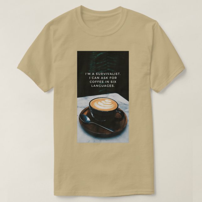 Camiseta sobrevivente com café (Frente do Design)