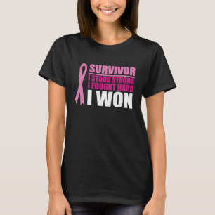 Camiseta Sobrevivente Conscientização Câncer de Mama Eu Fiq