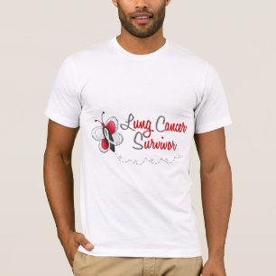 Camiseta Sobrevivente da borboleta 2 do câncer pulmonar