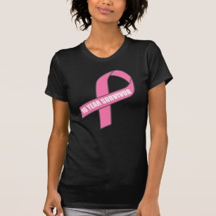 Camiseta Sobrevivente de 10 anos (fita cor-de-rosa do