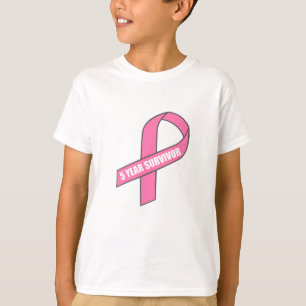 Camiseta Sobrevivente de 5 anos (fita cor-de-rosa do cancro