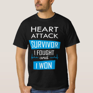 Camiseta Sobrevivente de ataque cardíaco, lutei e ganhei T-