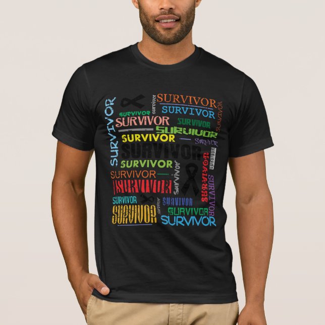 Camiseta Sobrevivente de câncer Collage.png da melanoma (Frente)