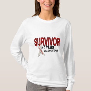 Camiseta Sobrevivente de câncer do pulmão 10 anos