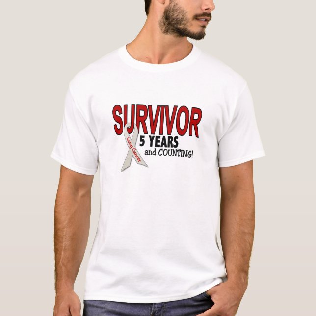 Camiseta Sobrevivente de câncer do pulmão 5 anos (Frente)