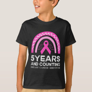 Camiseta Sobrevivente de câncer Teto 5 Anos Cancer Pink Rai