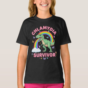 Camiseta Sobrevivente de Clamídia Dinossauro Arco-íris Saúd
