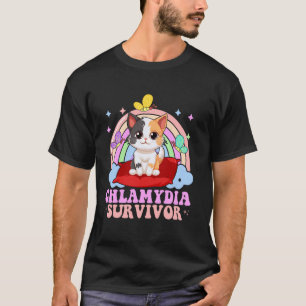 Camiseta Sobrevivente de Clamídia Gato Arco-íris Bactéria A