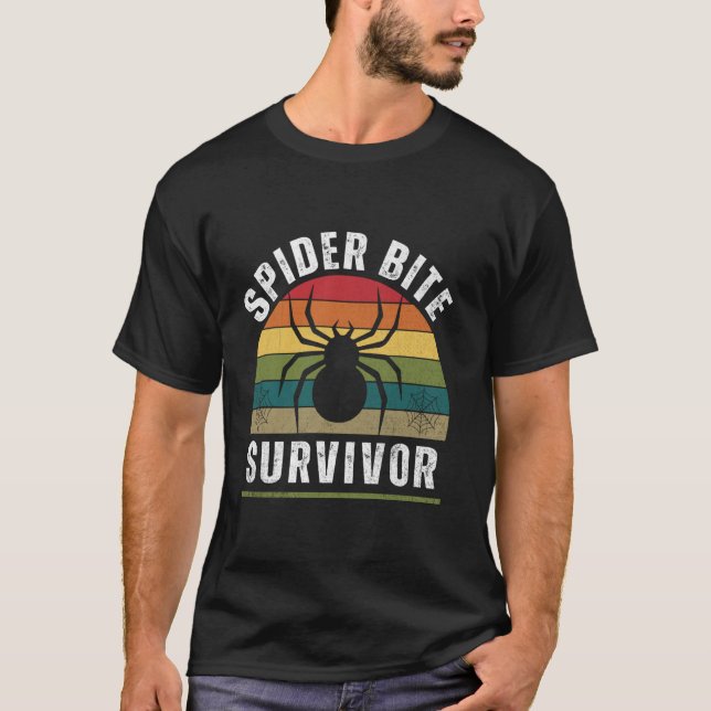 Camiseta Sobrevivente de picada de aranha Sobrevivi a uma m (Frente)