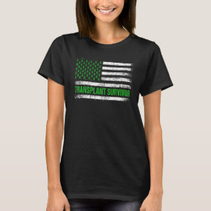 Camiseta Sobrevivente de Transplante Bandeira Americana Tra