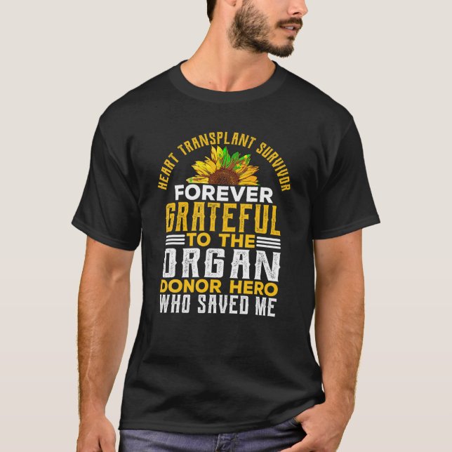 Camiseta Sobrevivente de Transplante Cardíaco Oferece Dador (Frente)