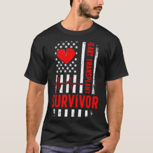 Camiseta sobrevivente de transplante de coração bandeira do