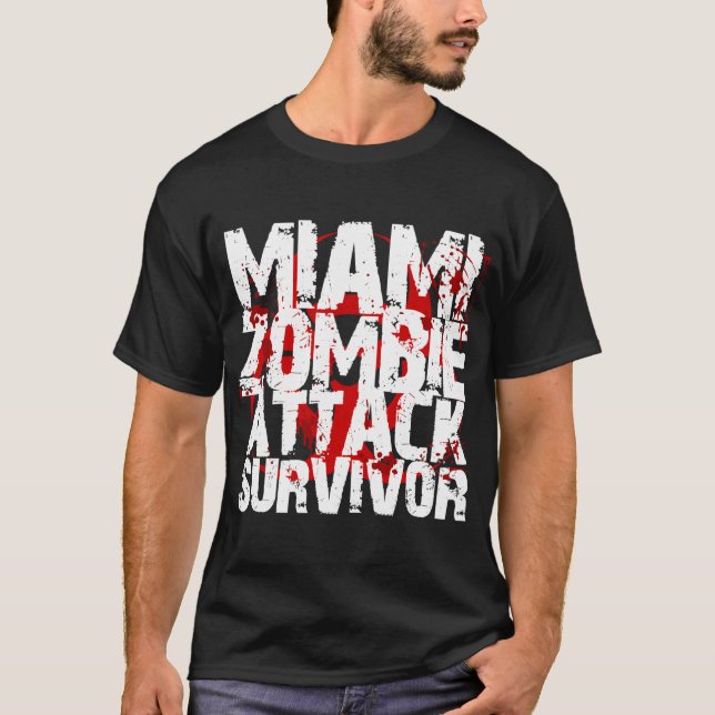 Camiseta Sobrevivente do ataque do zombi de Miami (Frente)