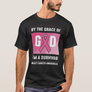 Camiseta Sobrevivente do Câncer de Mama Pela Graça de Deus