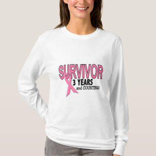 Camiseta SOBREVIVENTE do CANCRO DA MAMA 3 anos & contagens